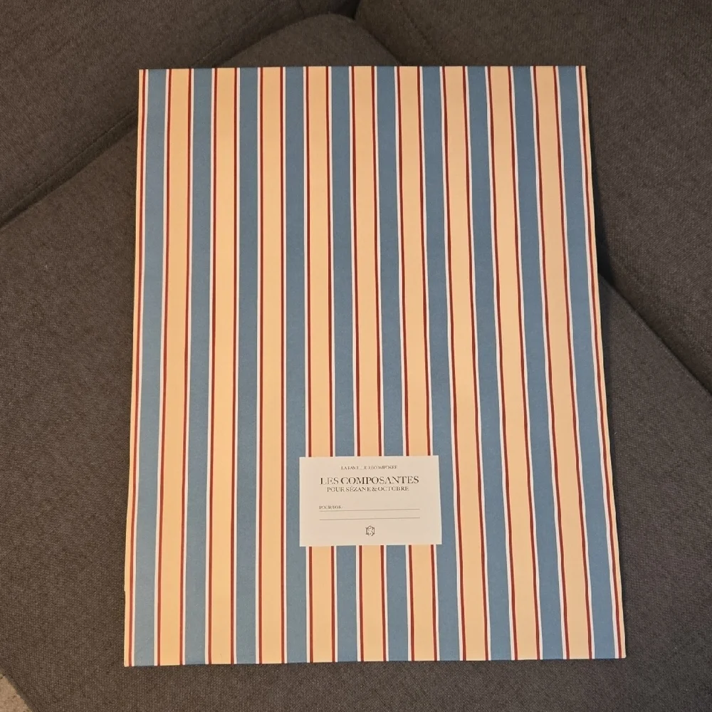 Sezane Striped Gift Bag with Red Bow